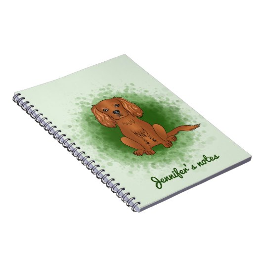 Ruby Cavalier King Charles Spaniel Dog On Green Notizblock (Rechte Seite)