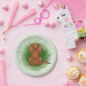 Ruby Cavalier King Charles Spaniel Dog On Green Pappteller (Party)