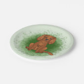 Ruby Cavalier King Charles Spaniel Dog On Green Pappteller (Schrägansicht)