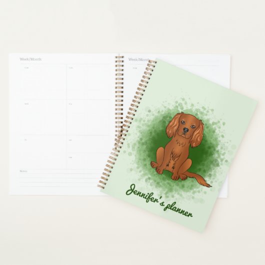 Ruby Cavalier King Charles Spaniel Dog On Green Planer (Anzeige)