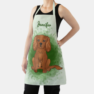 Ruby Cavalier King Charles Spaniel Dog On Green Schürze