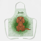 Ruby Cavalier King Charles Spaniel Dog On Green Schürze (Vorderseite)