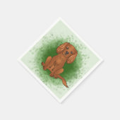 Ruby Cavalier King Charles Spaniel Dog On Green Serviette (Ecke)