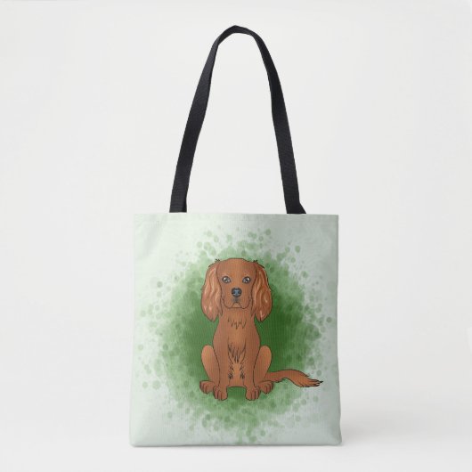 Ruby Cavalier King Charles Spaniel Dog On Green Tasche (Vorderseite)