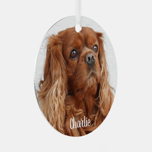 Ruby Cavalier King Charles Spaniel Dog Ornament Aus Metall (Vorderseite Rechts)