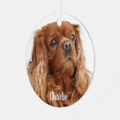 Ruby Cavalier King Charles Spaniel Dog Ornament Aus Metall (Vorderseite links)