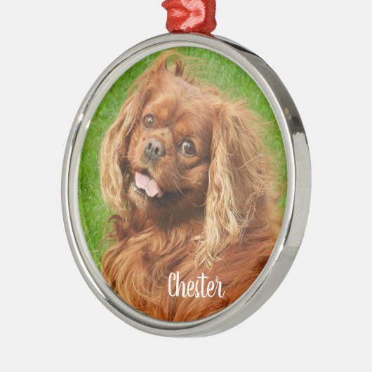 Ruby Cavalier King Charles Spaniel Dog Ornament Aus Metall (Links)