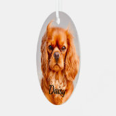 Ruby Cavalier King Charles Spaniel Dog Ornament Aus Metall (Vorderseite links)