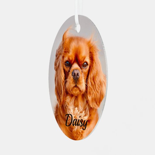Ruby Cavalier King Charles Spaniel Dog Ornament Aus Metall (Vorderseite links)