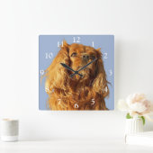 Ruby Cavalier King Charles Spaniel Dog Quadratische Wanduhr (Zuhause)