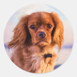 Ruby Cavalier King Charles Spaniel Dog Runder Aufkleber