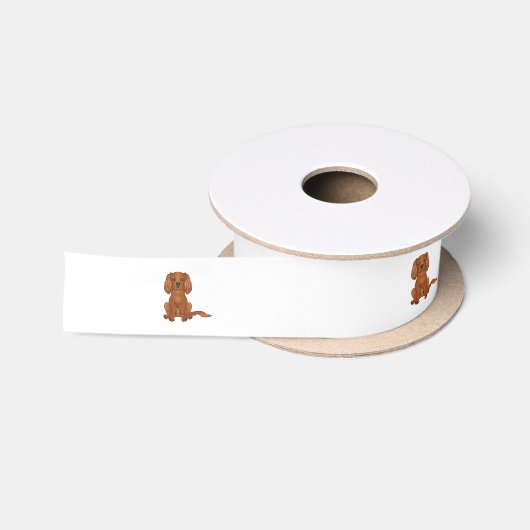 Ruby Cavalier King Charles Spaniel Dog Sitting Satinband (Spule)