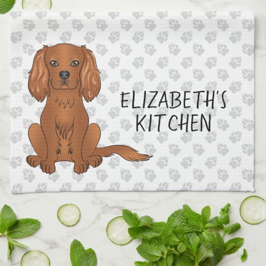 Ruby Cavalier King Charles Spaniel Dog & Text Geschirrtuch (Gefaltet)