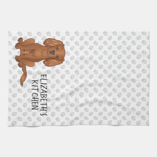 Ruby Cavalier King Charles Spaniel Dog & Text Geschirrtuch (Horizontal)