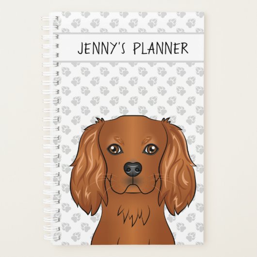 Ruby Cavalier King Charles Spaniel Dog & Title Planer (Vorderseite)