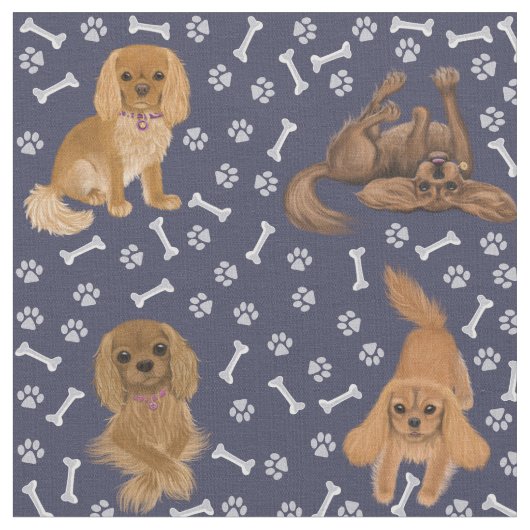 Ruby Cavalier King Charles Spaniel Fabric Stoff (Nahaufnahme)