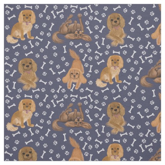 Ruby Cavalier King Charles Spaniel Fabric Stoff (Muster)
