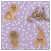 Ruby Cavalier King Charles Spaniel Fabric Stoff (Nahaufnahme)