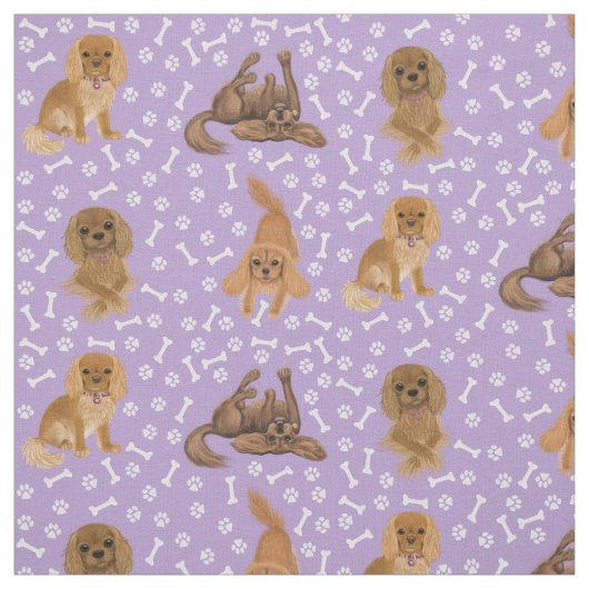 Ruby Cavalier King Charles Spaniel Fabric Stoff (Muster)