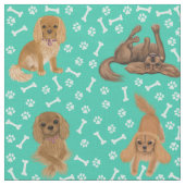 Ruby Cavalier King Charles Spaniel Fabric Stoff (Nahaufnahme)