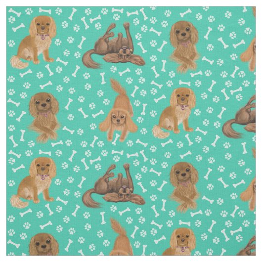 Ruby Cavalier King Charles Spaniel Fabric Stoff (Muster)