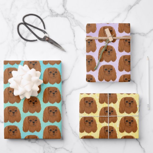 Ruby Cavalier King Charles Spaniel Geschenk Geschenkpapier Set (Vorderseite)