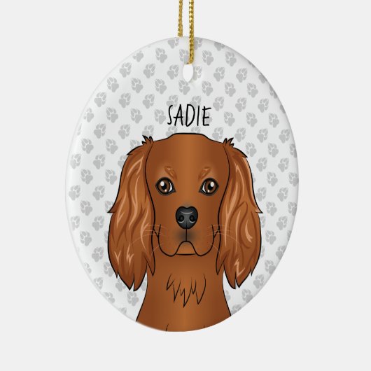 Ruby Cavalier King Charles Spaniel Head & Name Keramik Ornament (Rechts)