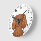 Ruby Cavalier King Charles Spaniel Head Runde Wanduhr (Winkel)