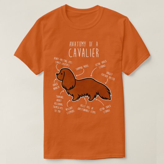 Ruby Cavalier King Charles Spaniel Hund Anatomie T-Shirt (Design vorne)