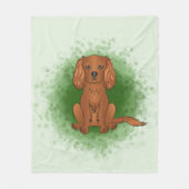 Ruby Cavalier King Charles Spaniel Hund auf Grün Fleecedecke (Vorderseite)