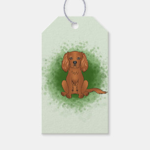 Ruby Cavalier King Charles Spaniel Hund auf Grün Geschenkanhänger