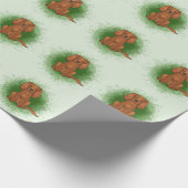 Ruby Cavalier King Charles Spaniel Hund auf Grün Geschenkpapier (Ecke)