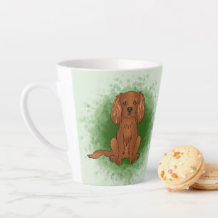 Ruby Cavalier King Charles Spaniel Hund auf Grün Milchtasse