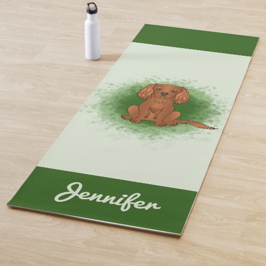 Ruby Cavalier King Charles Spaniel Hund auf Grün Yogamatte (Beispiel)