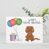 Ruby Cavalier King Charles Spaniel Hund - Geburtst Einladung (Stehend Vorderseite)