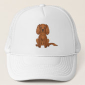 Ruby Cavalier King Charles Spaniel Hund sitzend Truckerkappe (Vorderseite)