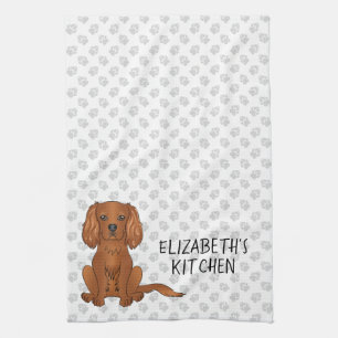 Ruby Cavalier King Charles Spaniel Hund & Text Geschirrtuch