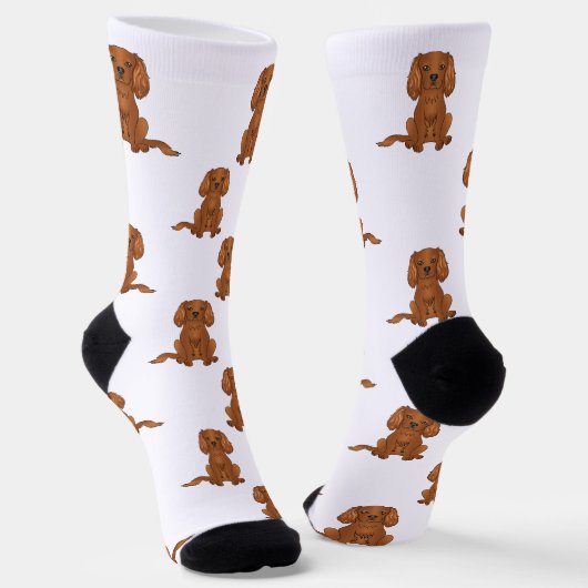 Ruby Cavalier King Charles Spaniel Hundemuster Socken (Gewinkelt)
