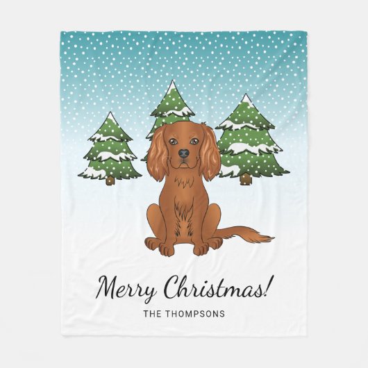 Ruby Cavalier King Charles Spaniel im Winter Fleecedecke (Vorderseite)