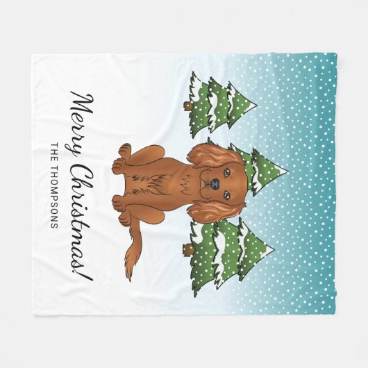 Ruby Cavalier King Charles Spaniel im Winter Fleecedecke (Vorderseite (Horizontal))