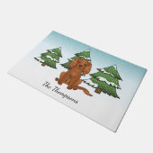 Ruby Cavalier King Charles Spaniel im Winter Fußmatte (Schrägansicht)