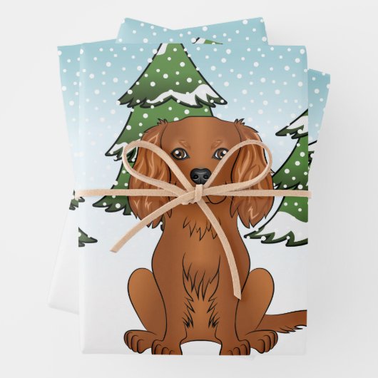 Ruby Cavalier King Charles Spaniel im Winter Geschenkpapier Set (Beispiel)
