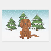 Ruby Cavalier King Charles Spaniel im Winter Geschenkpapier Set (Vorderseite)