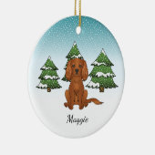 Ruby Cavalier King Charles Spaniel im Winter Keramik Ornament (Rechts)