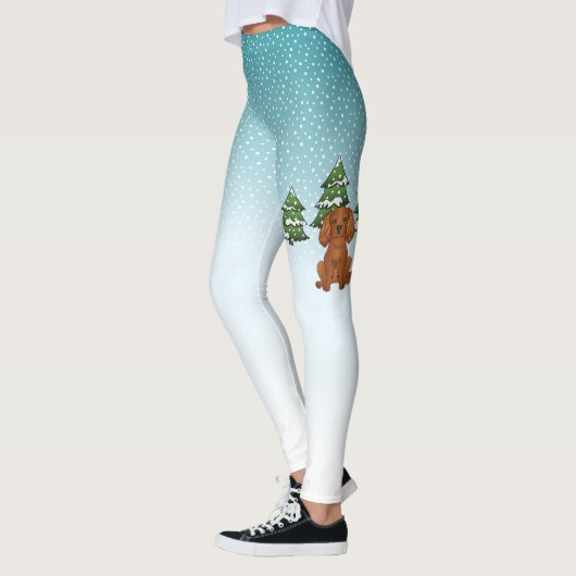 Ruby Cavalier King Charles Spaniel im Winter Leggings (Links)