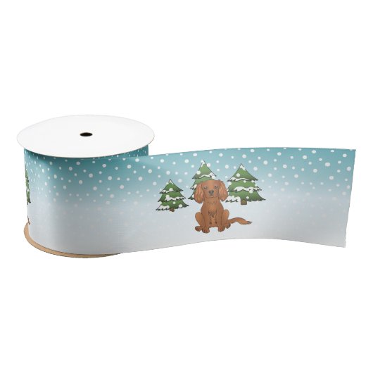Ruby Cavalier King Charles Spaniel im Winter Satinband (Spule)