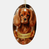 Ruby Cavalier King Charles Spaniel Keramik Ornament (Rechts)