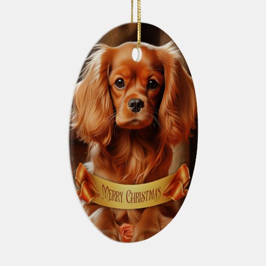 Ruby Cavalier King Charles Spaniel Keramik Ornament (Rechts)