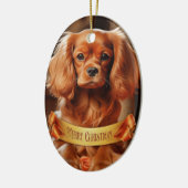 Ruby Cavalier King Charles Spaniel Keramik Ornament (Links)