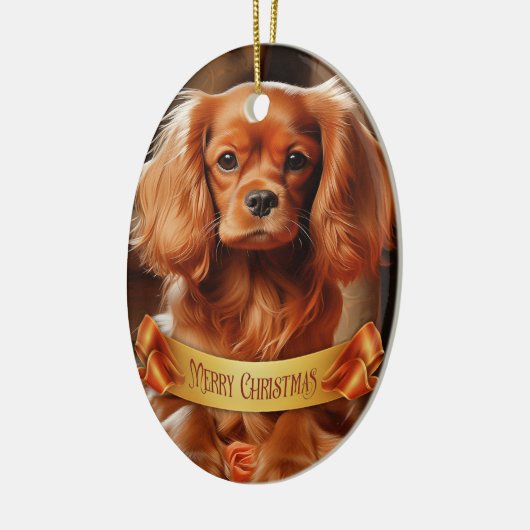 Ruby Cavalier King Charles Spaniel Keramik Ornament (Links)